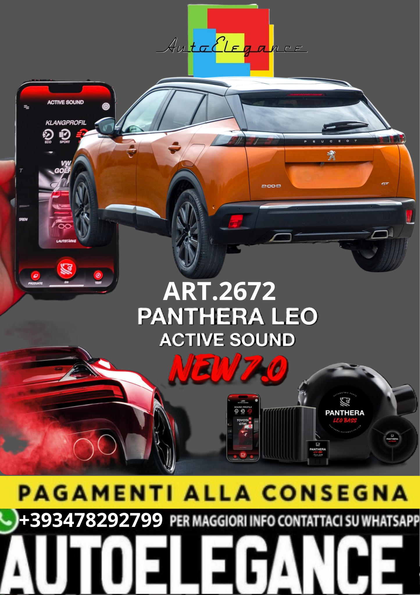 💥💣 ART.2672 PANTHERA SOUND SYSTEM ADATTO PER PEUGEOT 2008 💣💥