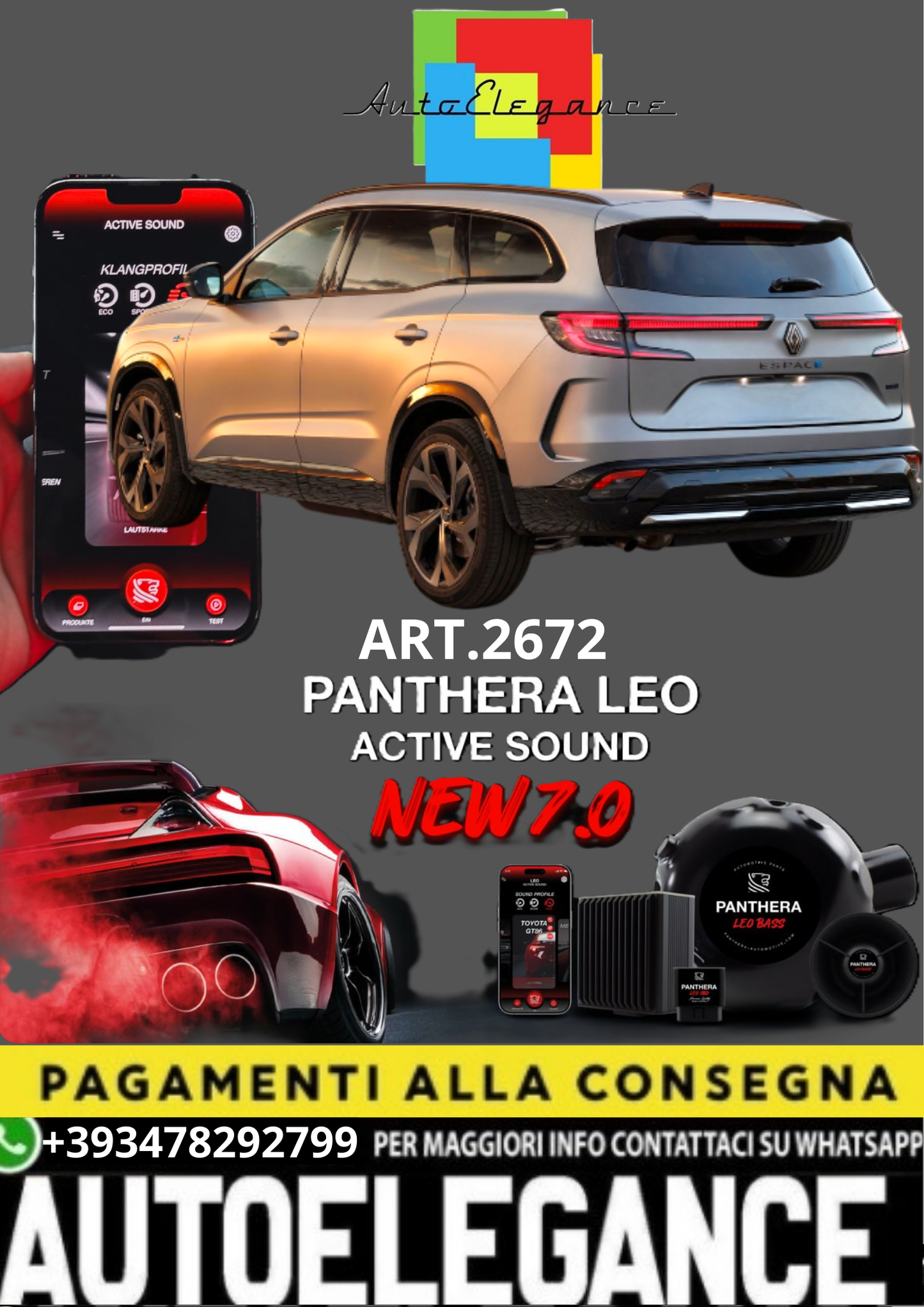💥💣 ART.2672 PANTHERA SOUND SYSTEM ADATTO PER RENAULT ESPACE 💣💥