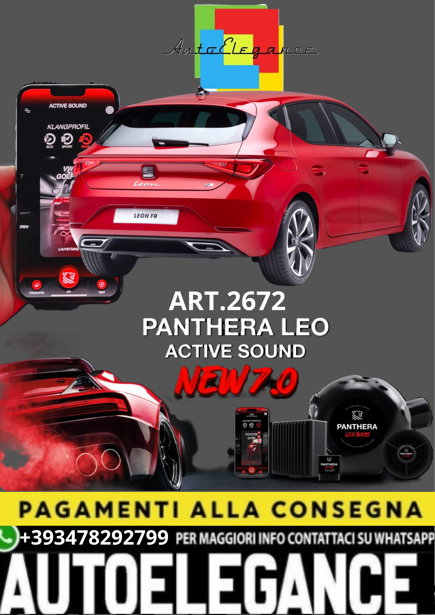 💥💣 ART.2672 PANTHERA SOUND SYSTEM ADATTO PER SEAT LEON FR 💣💥