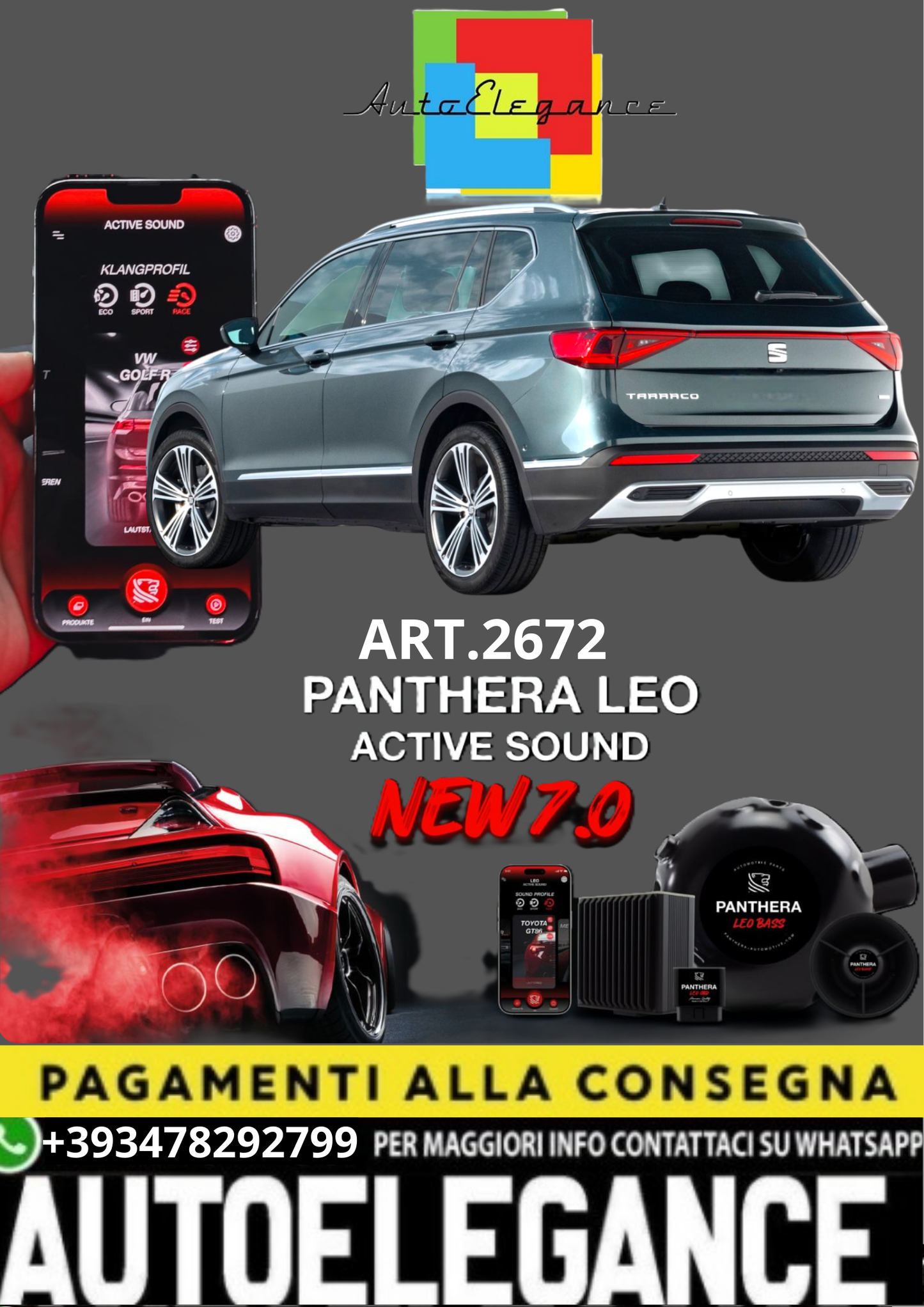💥💣 ART.2672 PANTHERA SOUND SYSTEM ADATTO PER SEAT TARRACO 💣💥
