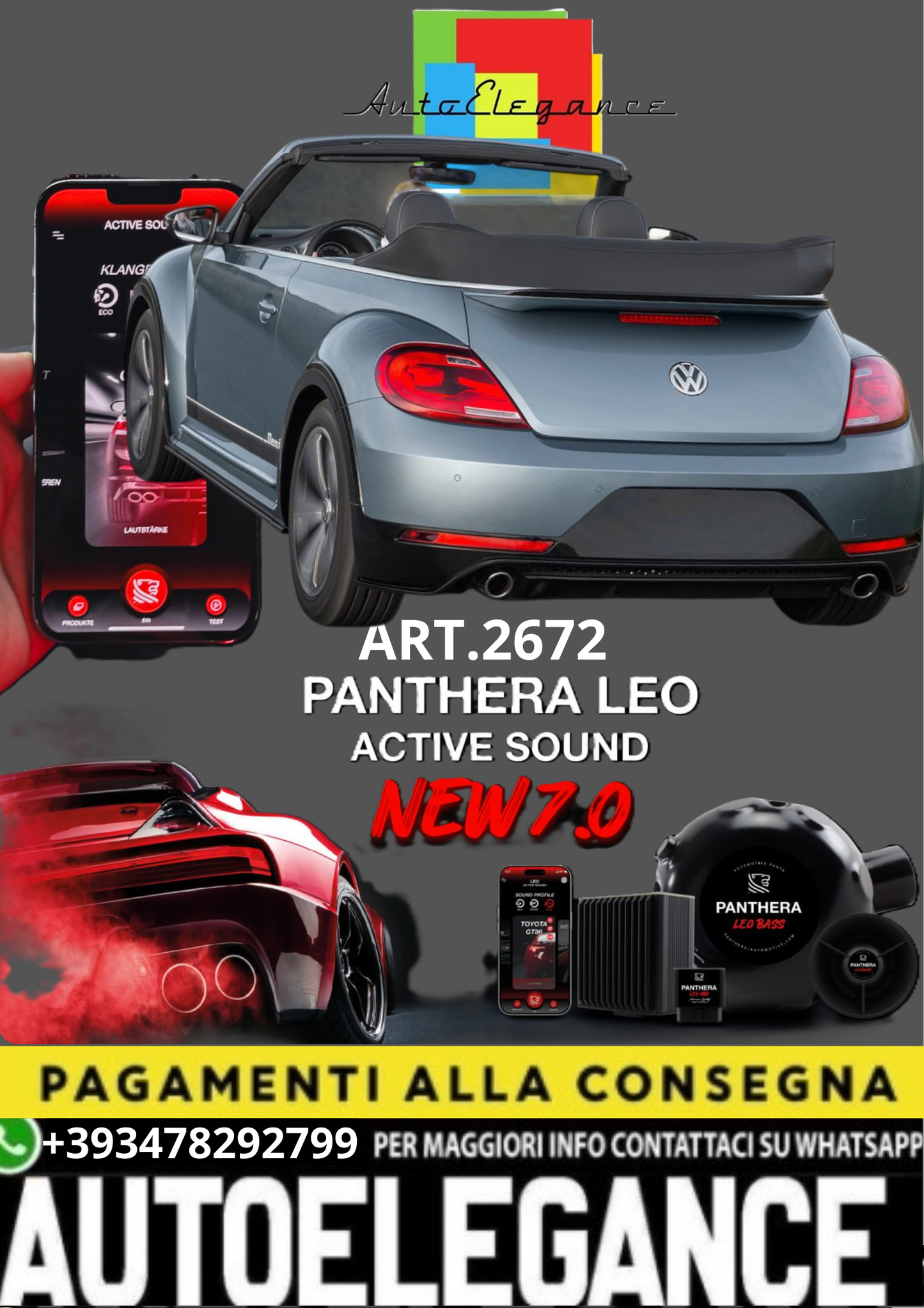 💥💣 ART.2672 PANTHERA SOUND SYSTEM ADATTO PER VOLKSWAGEN BEETLE 💣💥