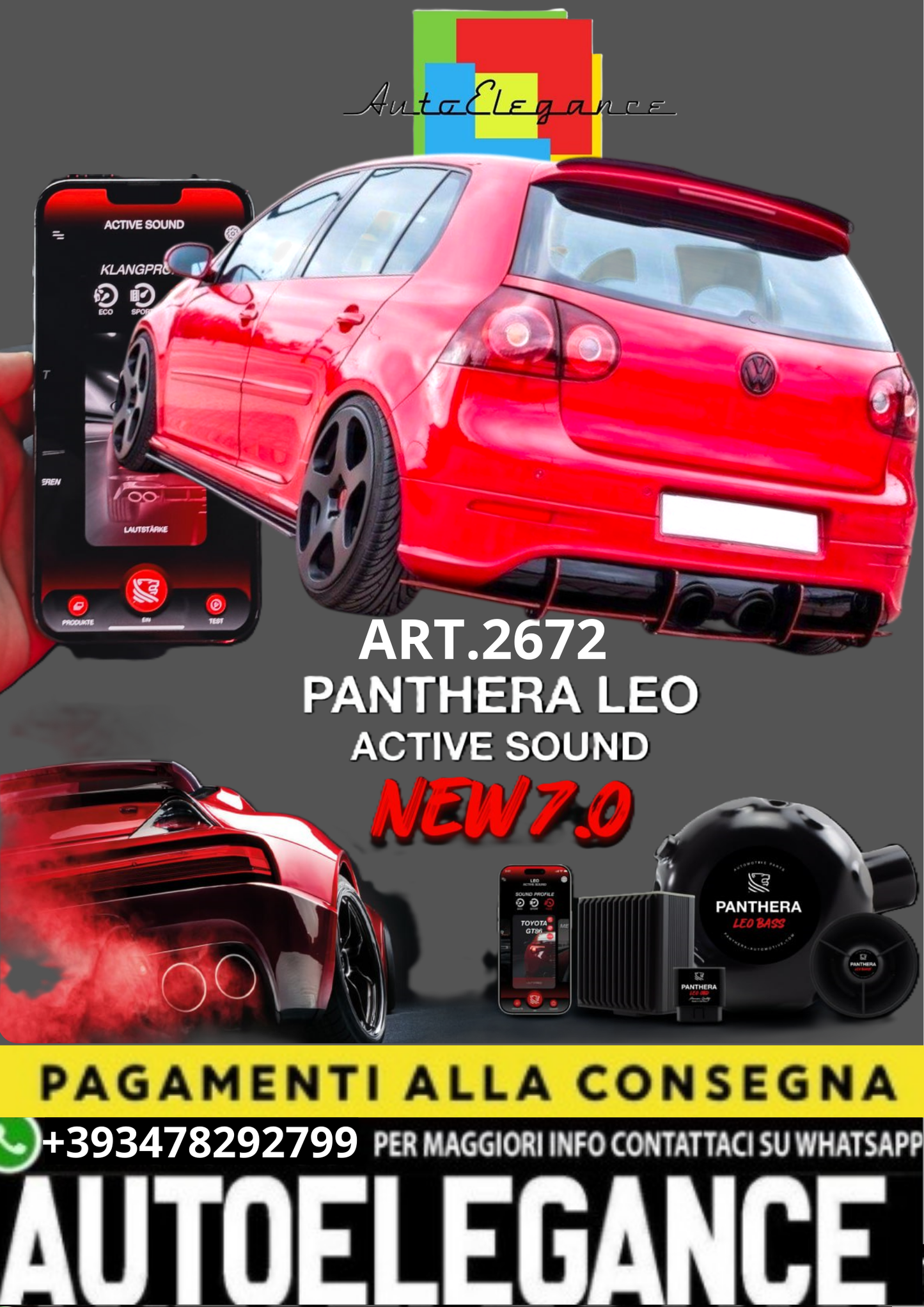 💥💣 ART.2672 PANTHERA SOUND SYSTEM ADATTO PER VOLKSWAGEN GOLF V R/GTI 💣💥