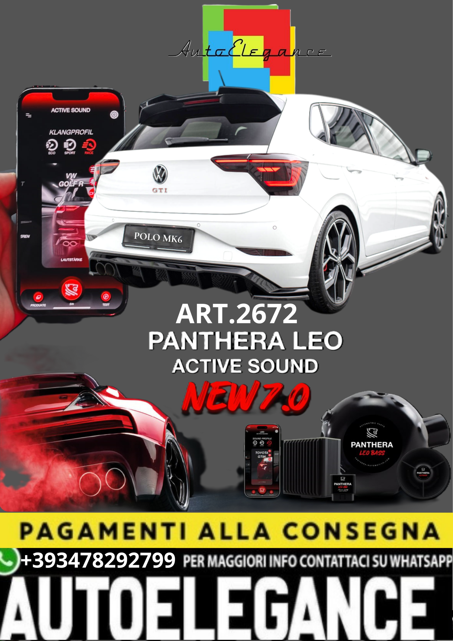 💥💣 ART.2672 PANTHERA SOUND SYSTEM ADATTO PER VOLKSWAGEN POLO 💣💥