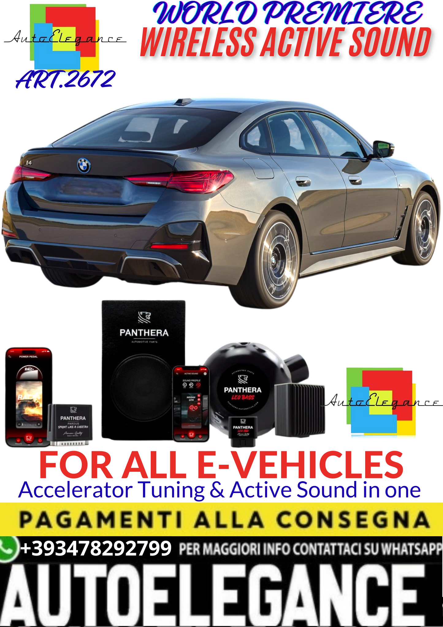 💥💣 ART.2672 PANTHERA WIRELESS ACTIVE SOUND SYSTEM ADATTO PER BMW i4 EV💣💥