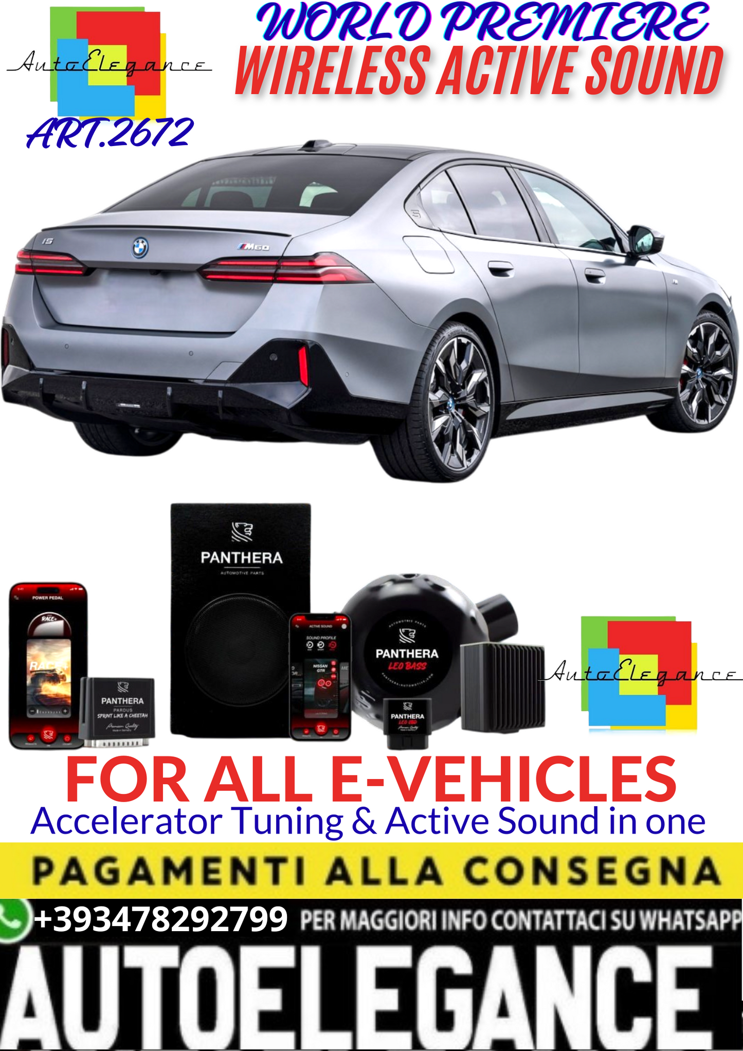 💥💣 ART.2672 PANTHERA WIRELESS ACTIVE SOUND SYSTEM ADATTO PER BMW i5 EV💣💥