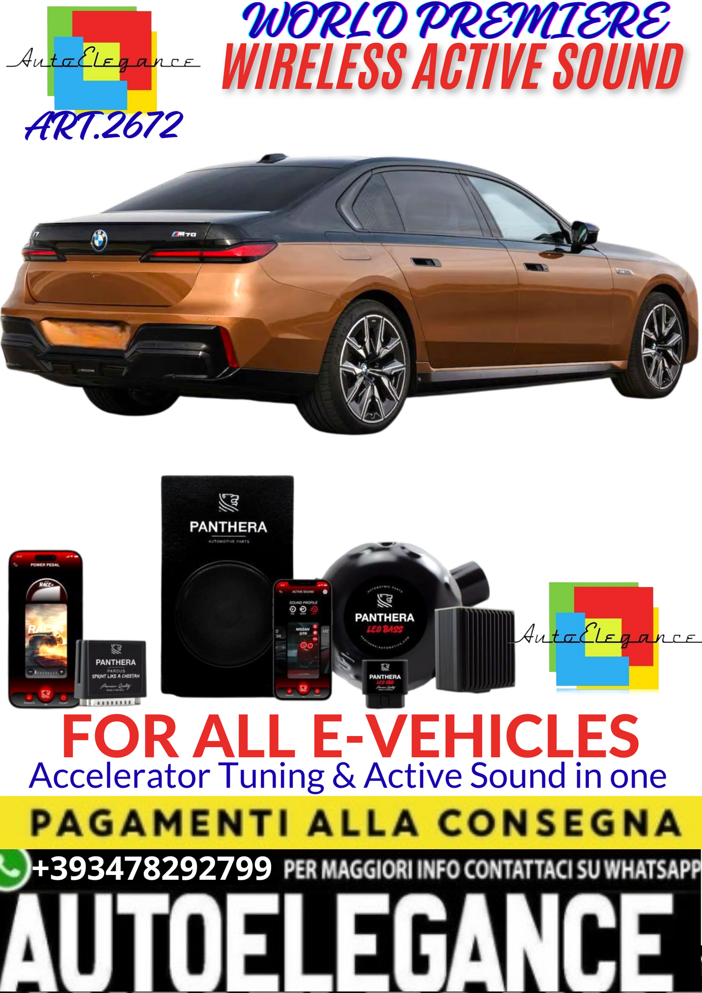 💥💣 ART.2672 PANTHERA WIRELESS ACTIVE SOUND SYSTEM ADATTO PER BMW i7 EV💣💥