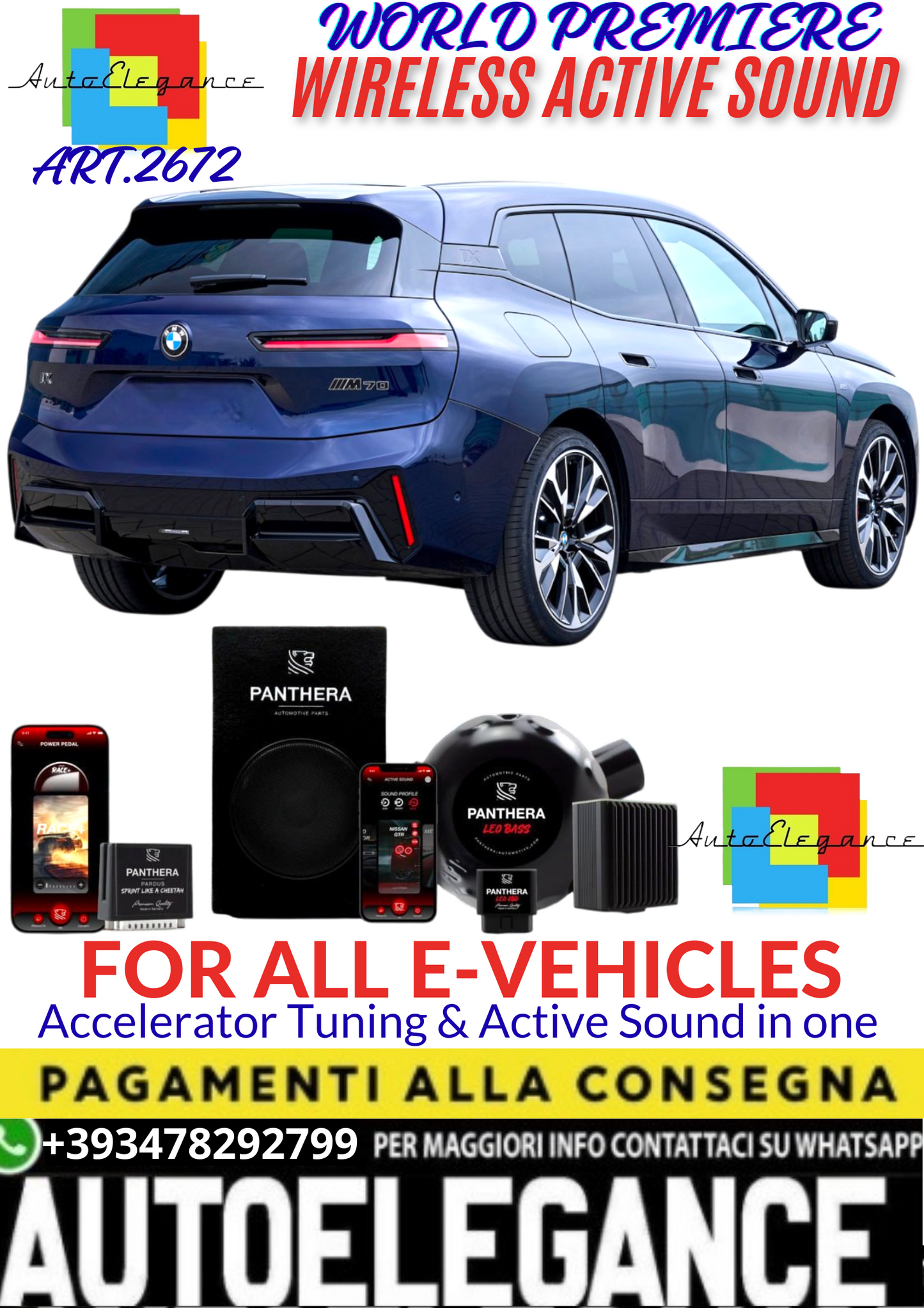 💥💣 ART.2672 PANTHERA WIRELESS ACTIVE SOUND SYSTEM ADATTO PER BMW iX M70 EV💣💥