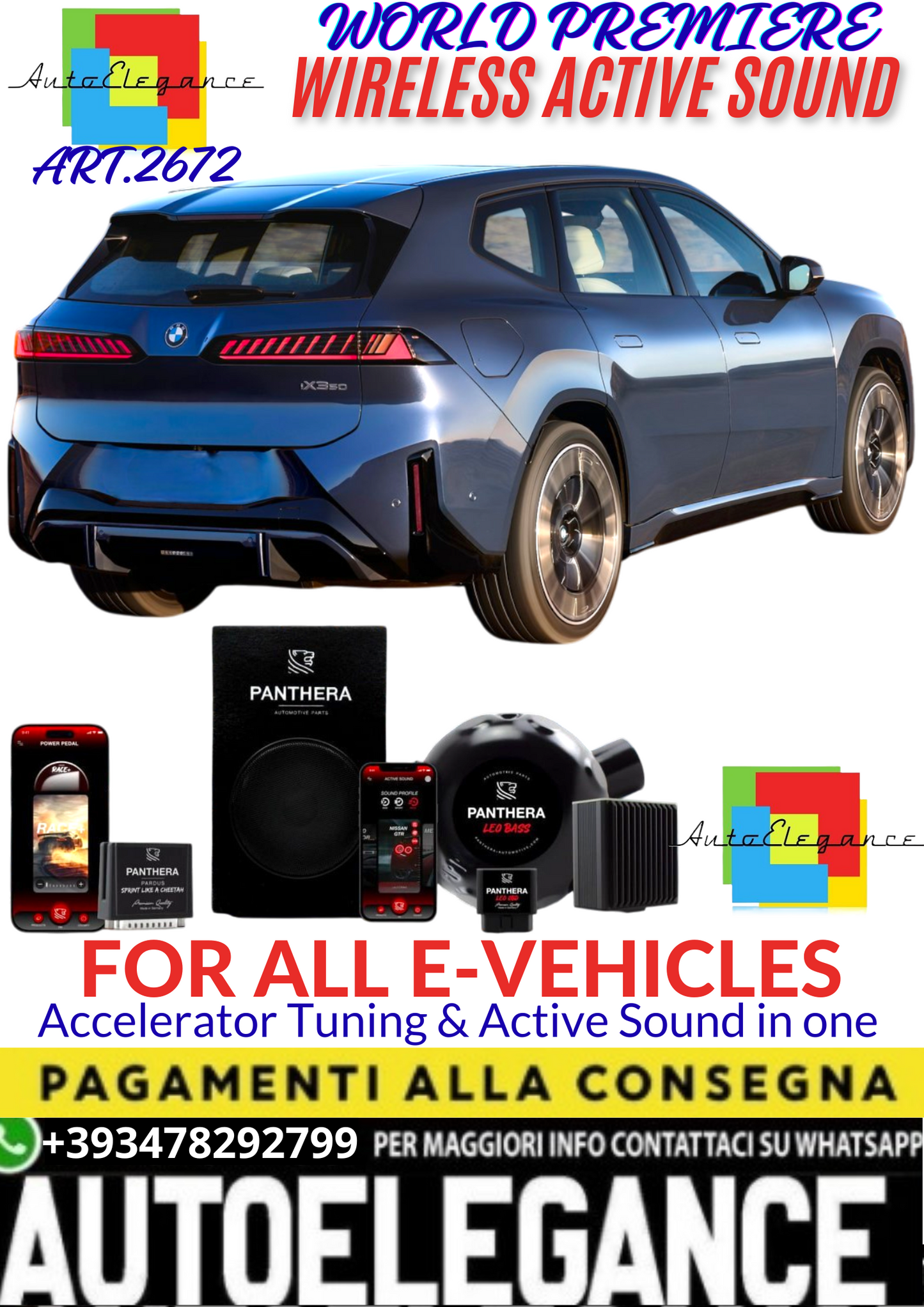 💥💣 ART.2672 PANTHERA WIRELESS ACTIVE SOUND SYSTEM ADATTO PER BMW iX3 EV💣💥
