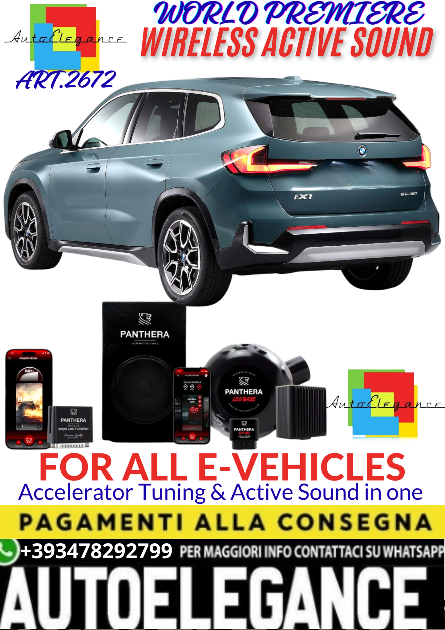 💥💣 ART.2672 PANTHERA WIRELESS ACTIVE SOUND SYSTEM ADATTO PER BMW iX1 eDrive20 EV💣💥