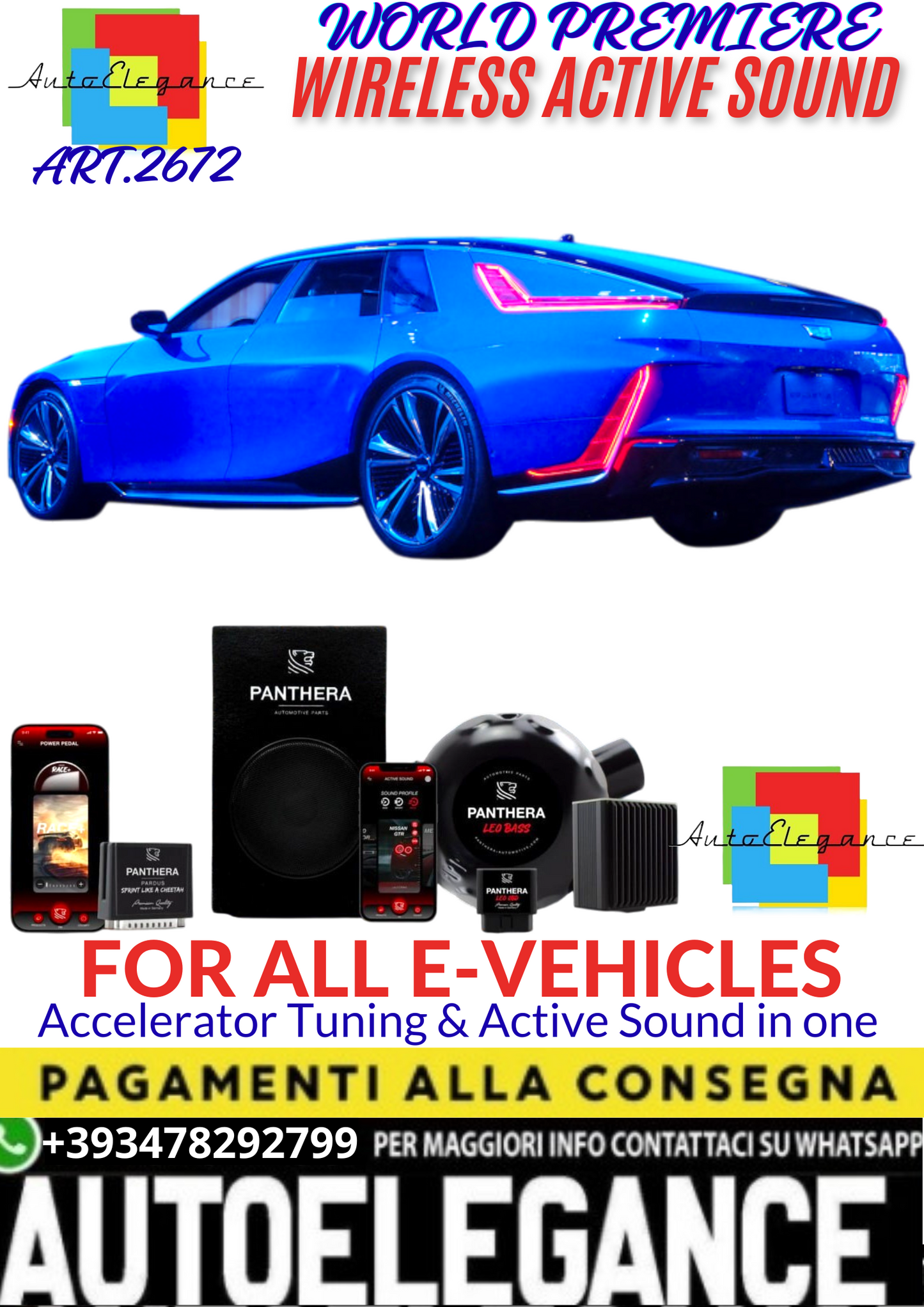 💥💣 ART.2672 PANTHERA WIRELESS ACTIVE SOUND SYSTEM ADATTO PER CADILLAC CELESTIQ EV💣💥