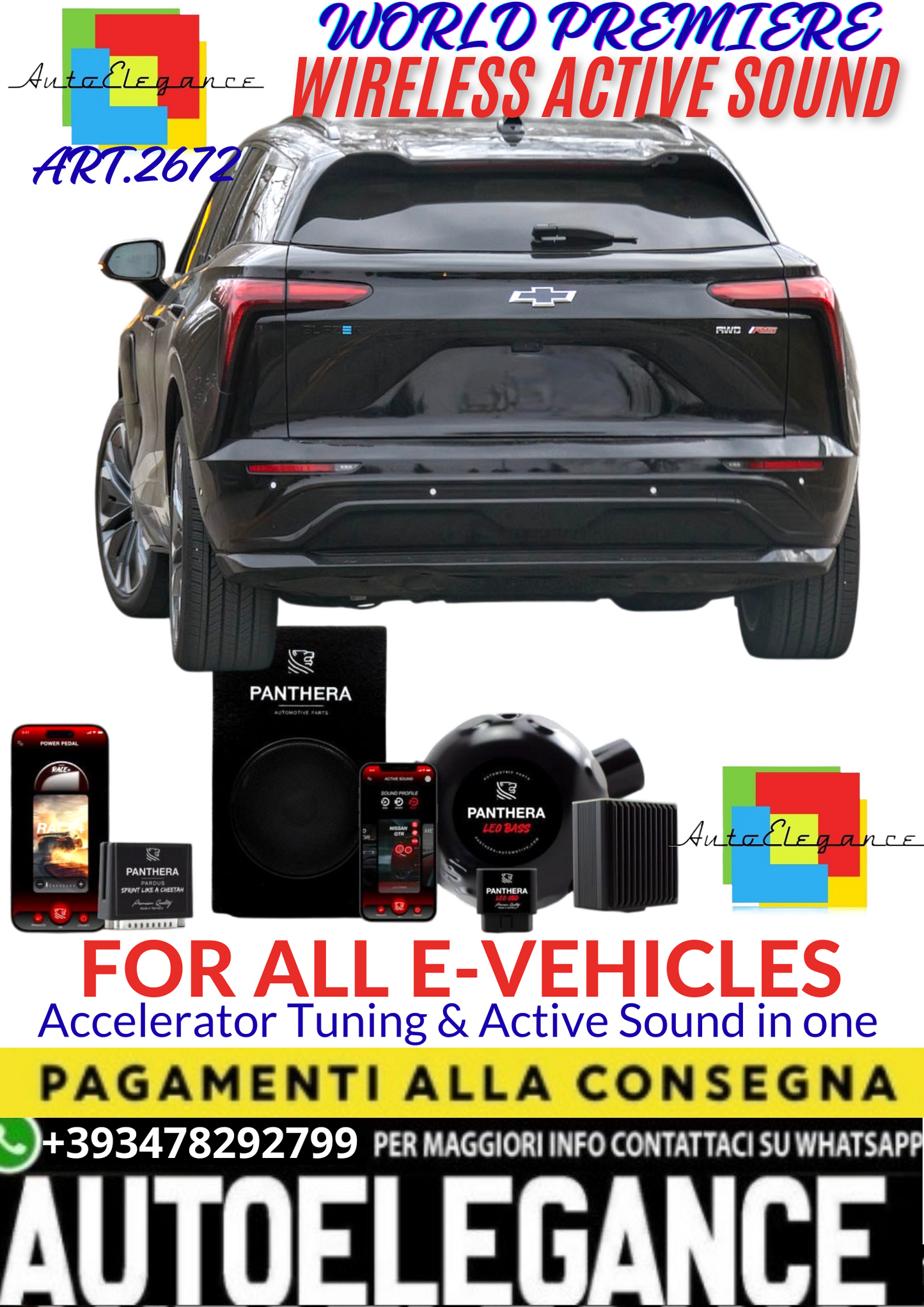 💥💣 ART.2672 PANTHERA WIRELESS ACTIVE SOUND SYSTEM ADATTO PER CHEVROLET BLAZER EV💣💥