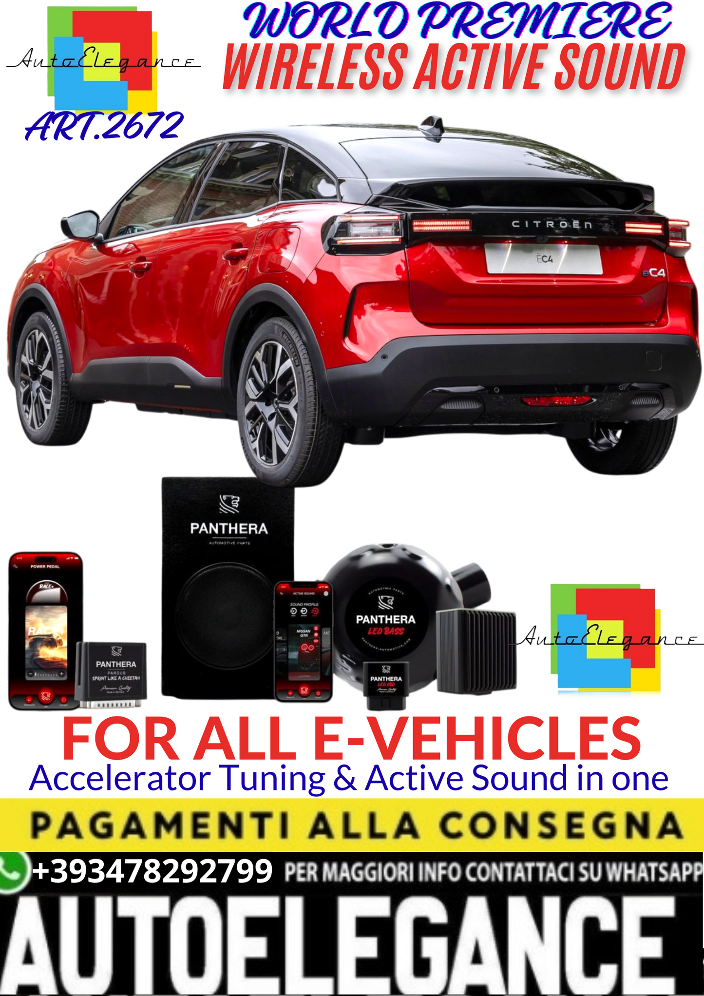 💥💣 ART.2672 PANTHERA WIRELESS ACTIVE SOUND SYSTEM ADATTO PER CITROEN E-C4 EV💣💥