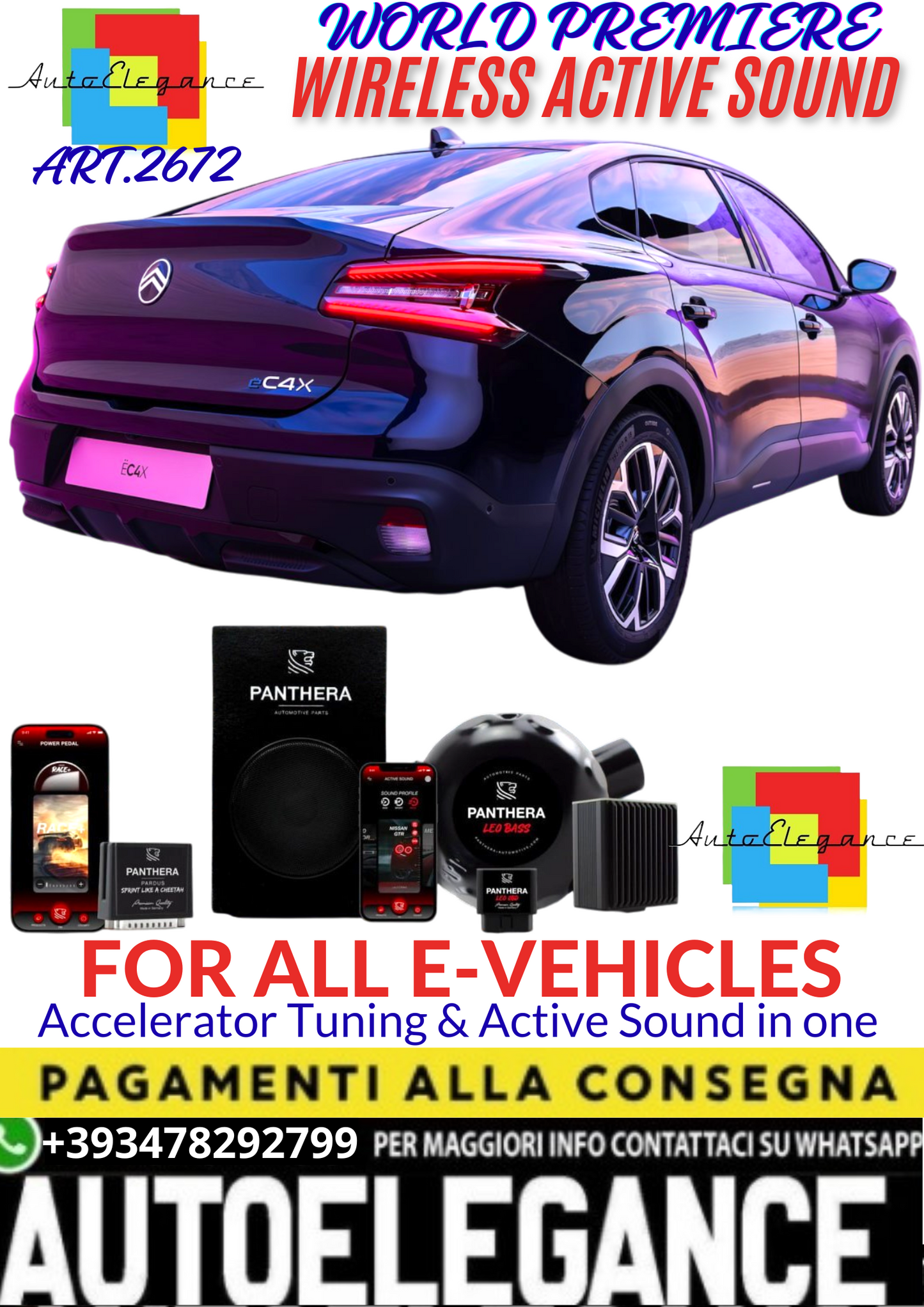 💥💣 ART.2672 PANTHERA WIRELESS ACTIVE SOUND SYSTEM ADATTO PER CITROEN E-C4X EV💣💥
