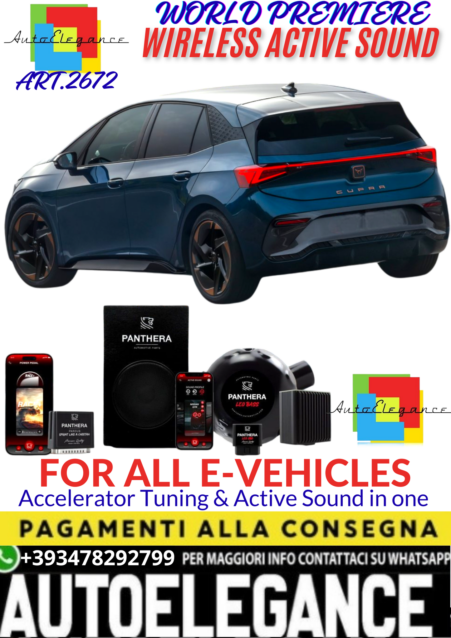 💥💣 ART.2672 PANTHERA WIRELESS ACTIVE SOUND SYSTEM ADATTO PER CUPRA BORN EV💣💥