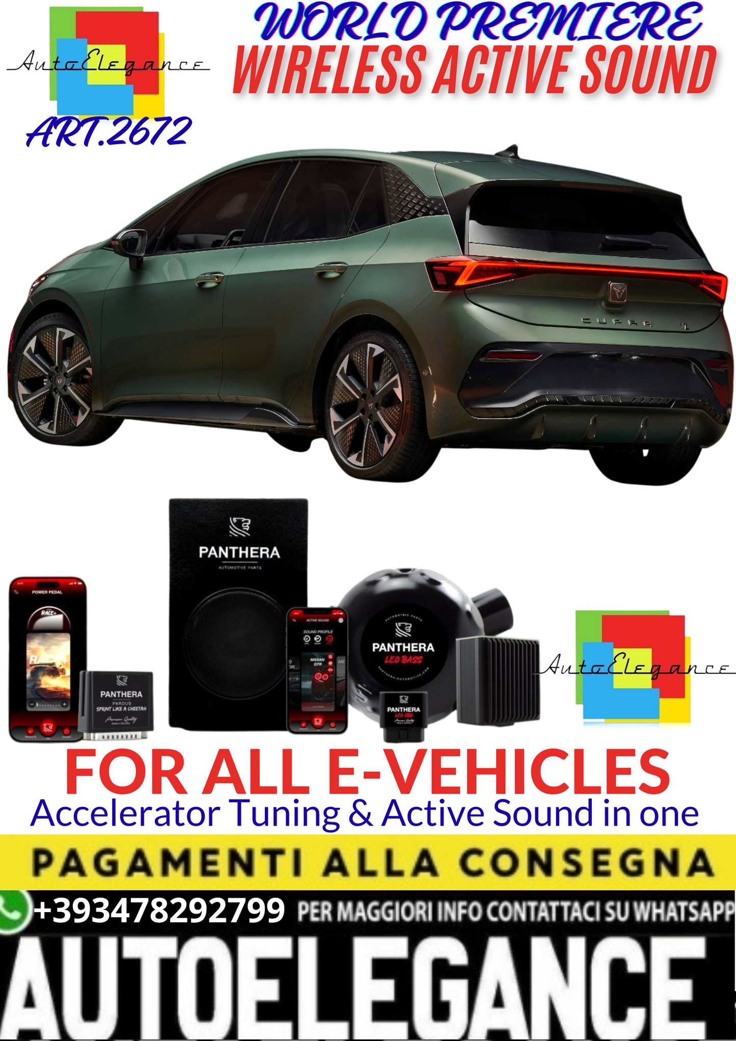 💥💣 ART.2672 PANTHERA WIRELESS ACTIVE SOUND SYSTEM ADATTO PER CUPRA BORN VZ EV💣💥