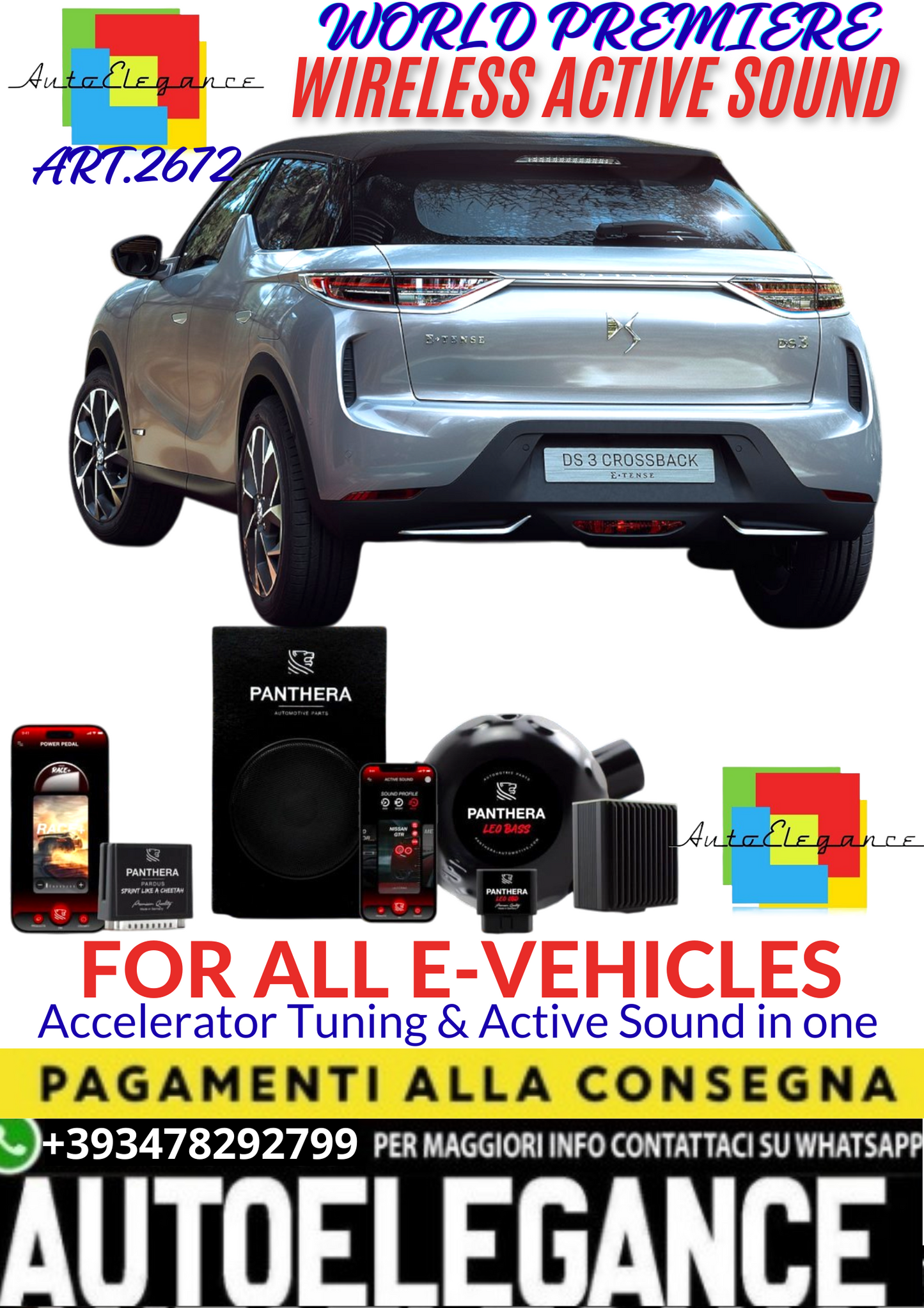 💥💣 ART.2672 PANTHERA WIRELESS ACTIVE SOUND SYSTEM ADATTO PER DS 3 CROSSBACK E-TENSE EV💣💥