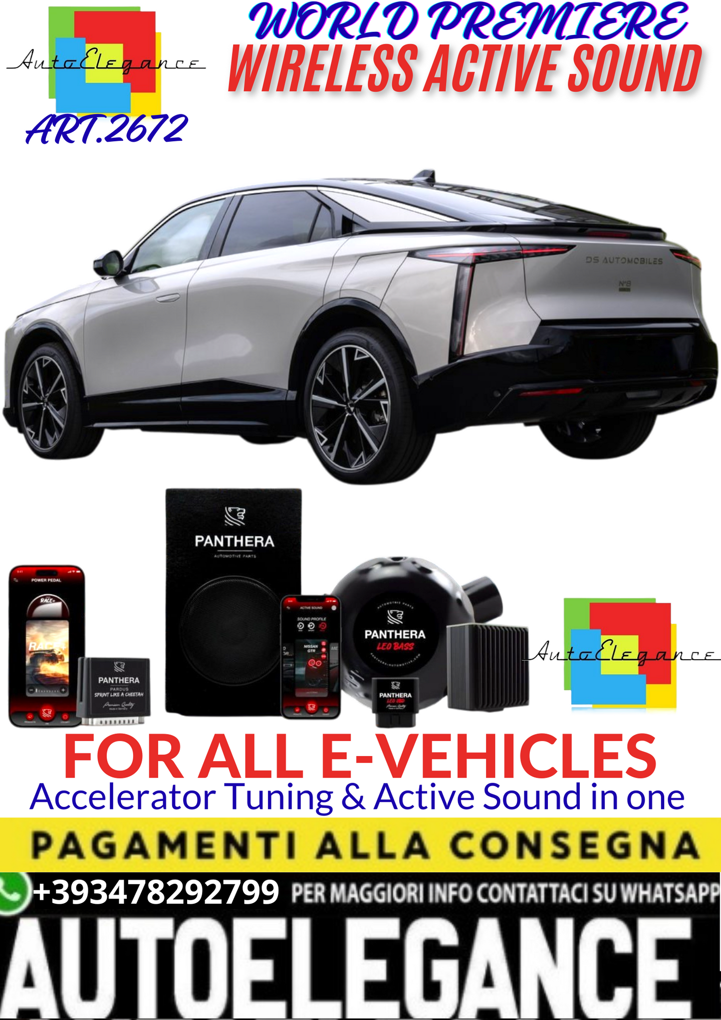 💥💣 ART.2672 PANTHERA WIRELESS ACTIVE SOUND SYSTEM ADATTO PER DS No8 EV💣💥