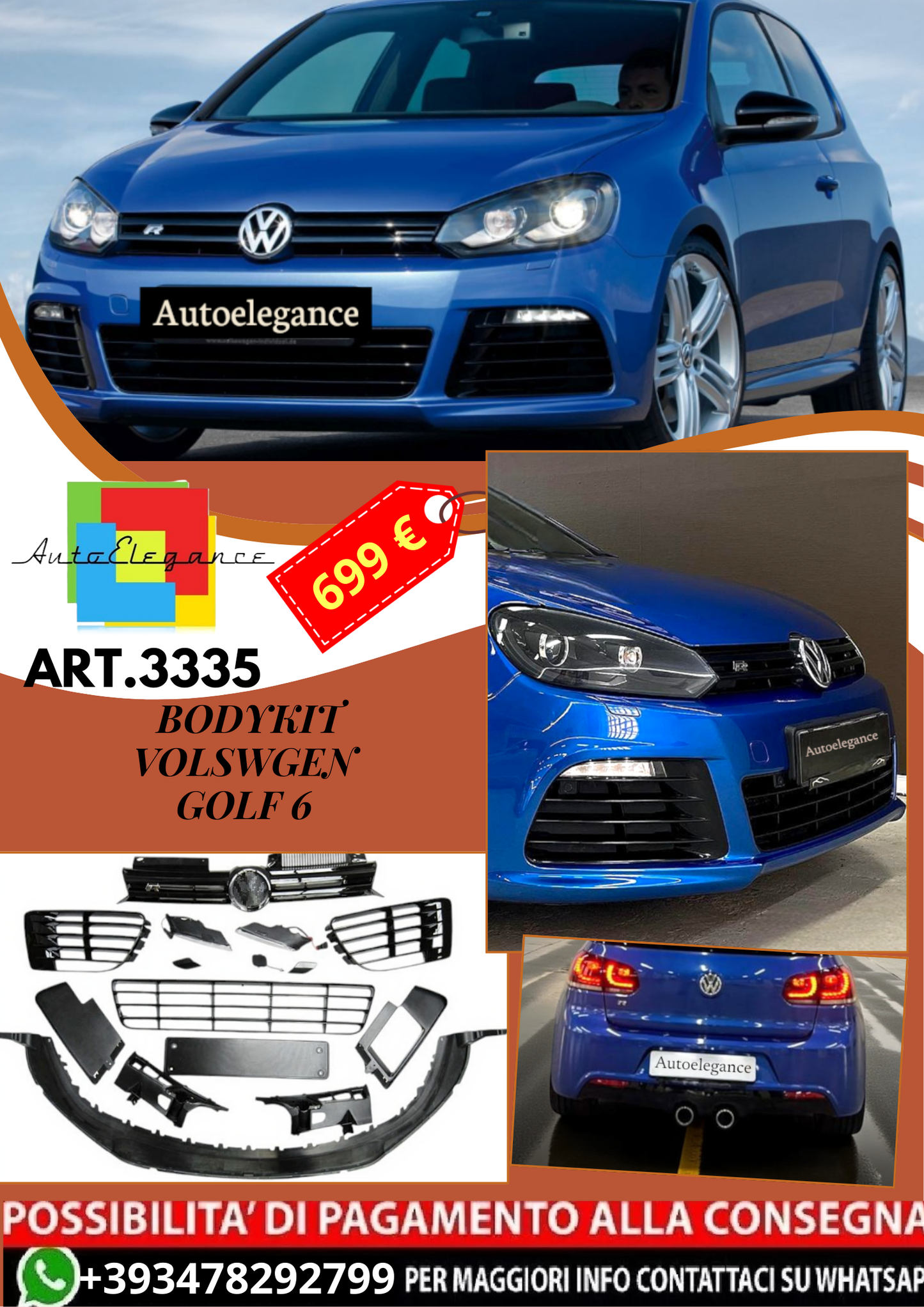 💥ART.3335 BODYKIT SPORT adatto per VW GOLF 6 LOOK R-LINE💥