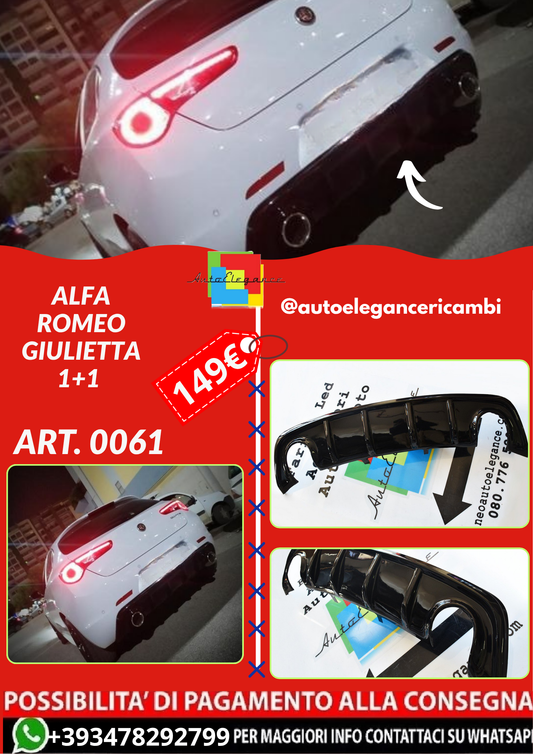 ART. 0061 DIFFUSORE ALFA  ROMEO GIULIETTA 1+1 NERO LUCIDO