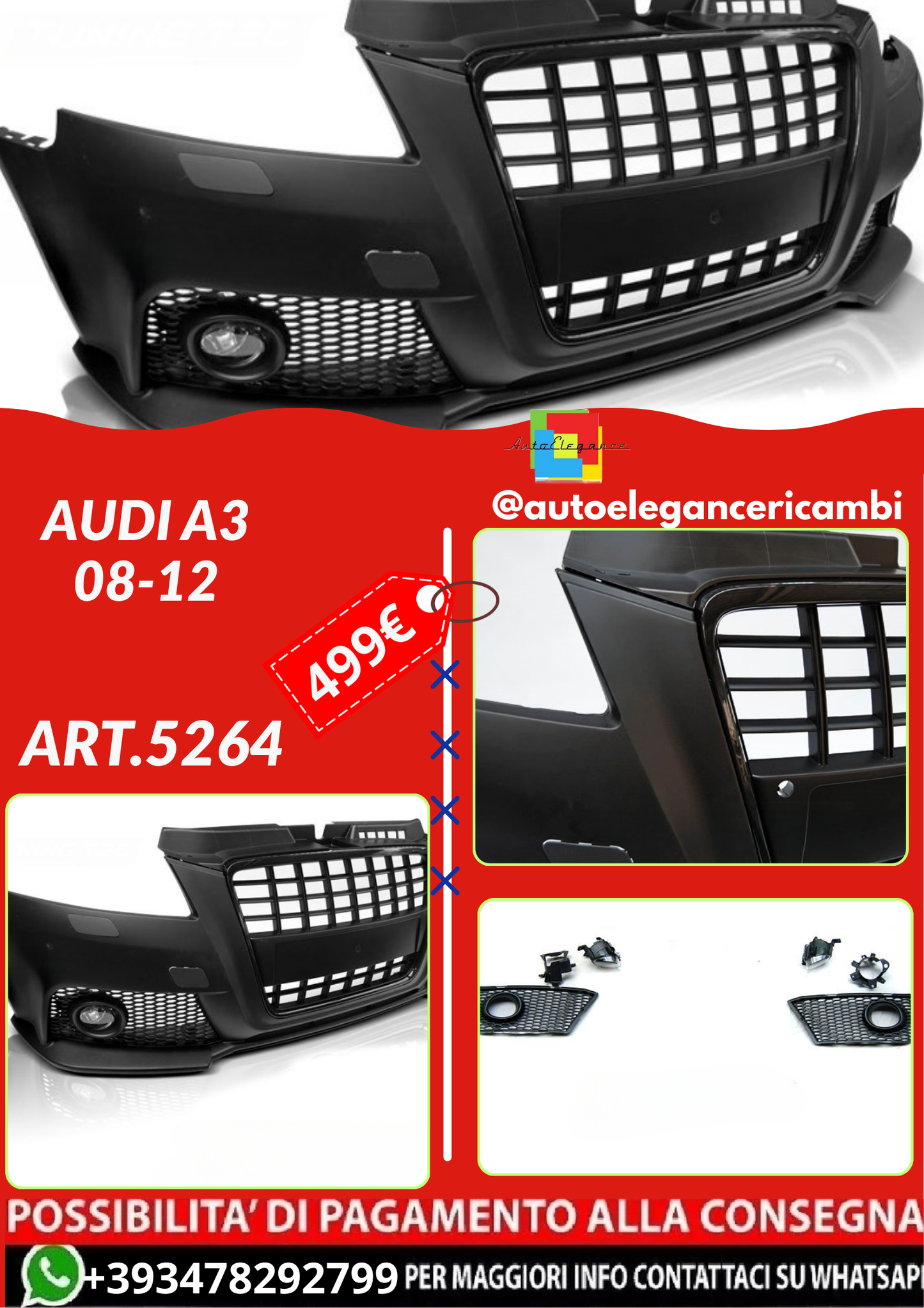 ART.5264 PARAURTI  ANTERIORI AUDI A3 08-12