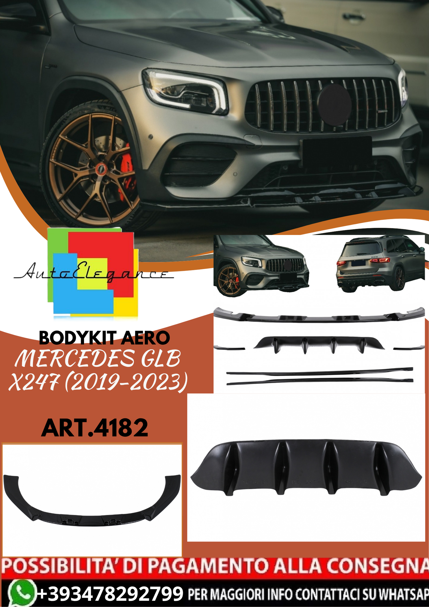 💥ART.4182 Bodykit Estetico Aero adatto per Mercedes GLB X247 (2019-2023)💥
