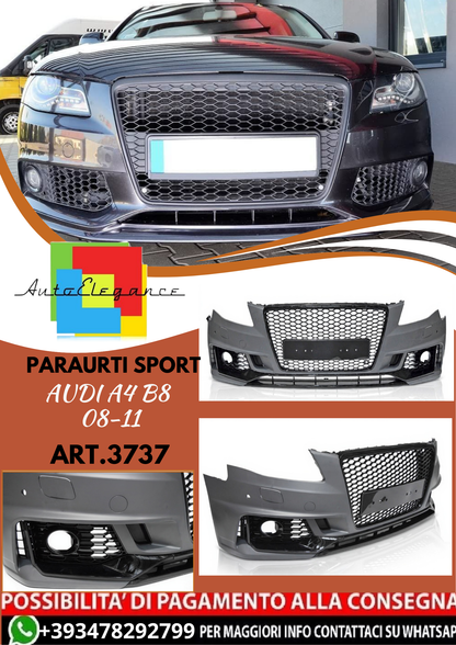 💥ART.3737 PARAURTI ANTERIORE SPORT adatto per AUDI A4 B8 08-11💥