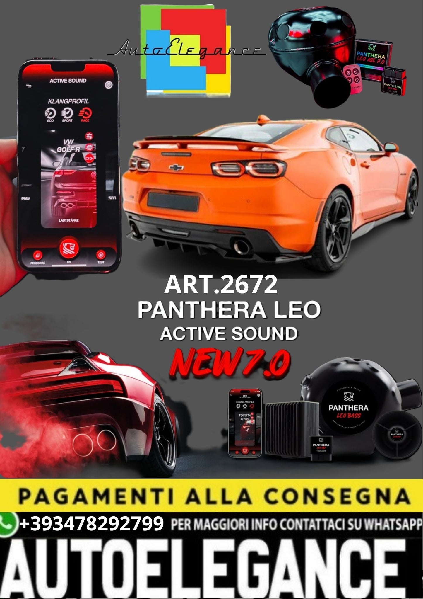 💥ART.2672 PANTHERA SOUND SYSTEM ADATTO PER CHEVROLET CAMARO SS MK6 FACELIFT💥