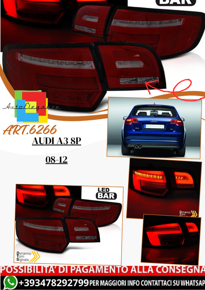 💫ART.6266 Fanali posteriori LED rosso fume adatti per AUDI A3 8P 08-12💫