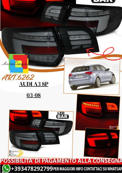 💫 ART.6262 Fanali posteriori LED fume adatti per AUDI A3 8P 03-08 💫
