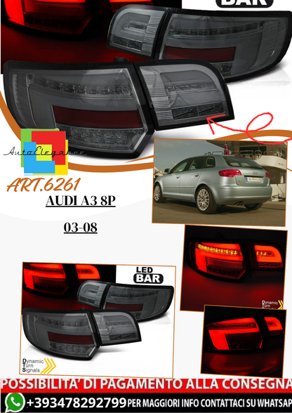 💫 ART.6261 Fanali posteriori LED fume adatti per AUDI A3 8P 03-08 💫