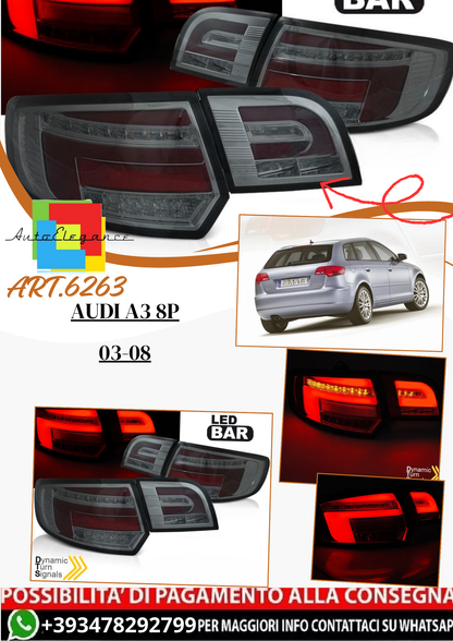 💫 ART.6263 Fanali posteriori LED fume adatti per AUDI A3 8P 03-08 💫