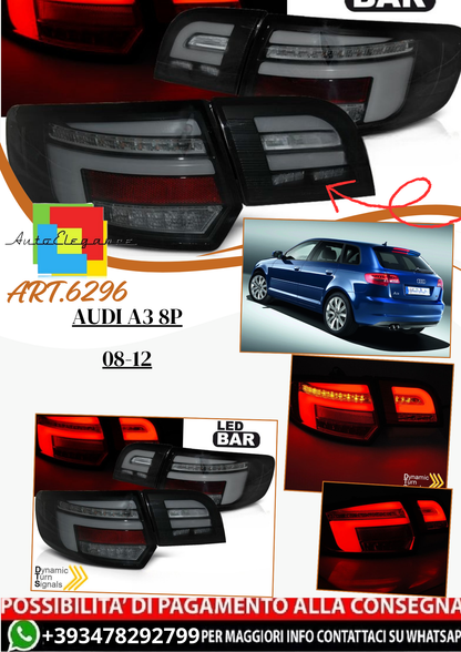 💫ART.6296 Fanali posteriori LED neri adatti per AUDI A3 8P 08-12💫