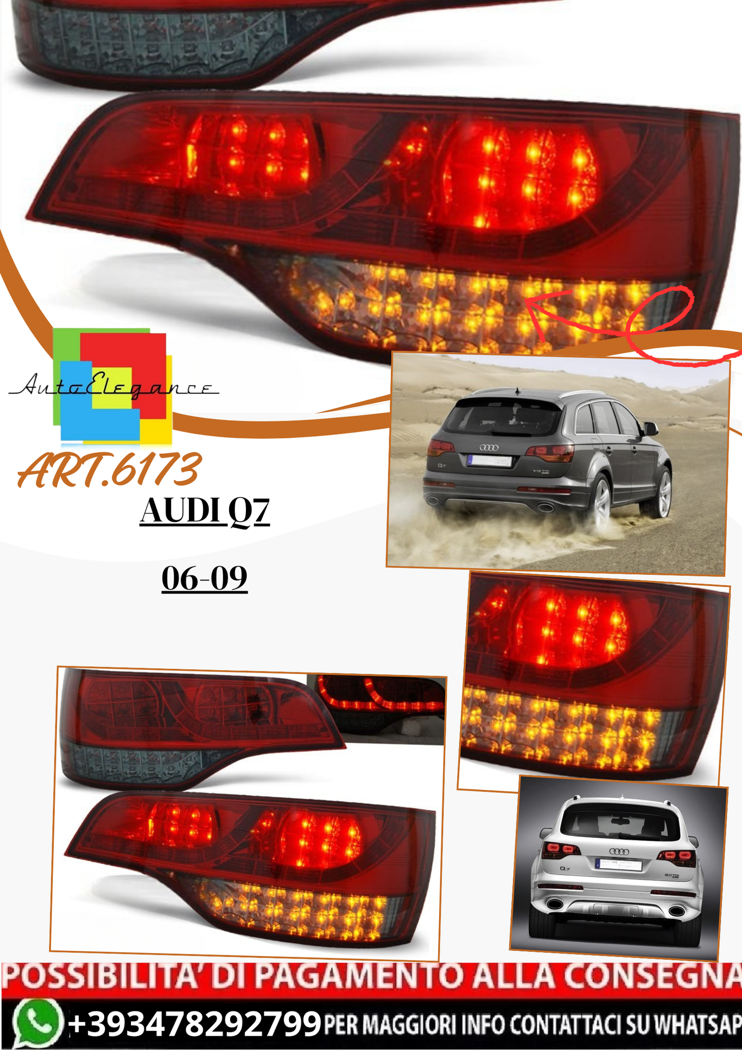 💫 ART.6173 Fanali posteriori LED rosso fume adatti per AUDI Q7 06-09 💫