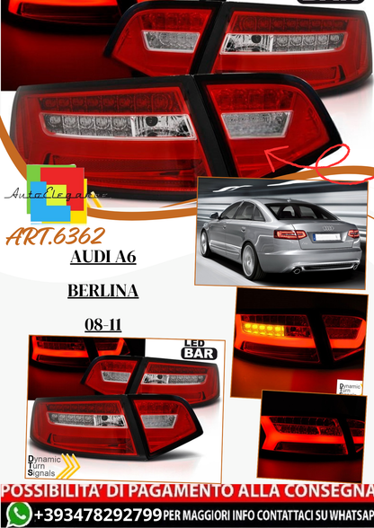 💫ART.6362 Fanali posteriori LED rosso bianco adatti per AUDI A6 08-11💫