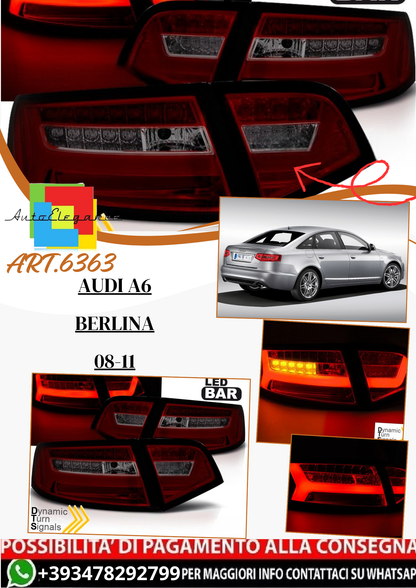 💫ART.6363 Fanali posteriori LED rosso fume adatti per AUDI A6 08-11💫