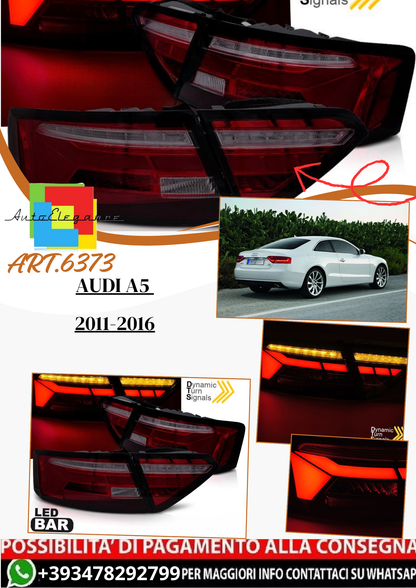 💫ART.6373 Fanali posteriori LED rosso fume adatti per AUDI A5 2011-2016💫