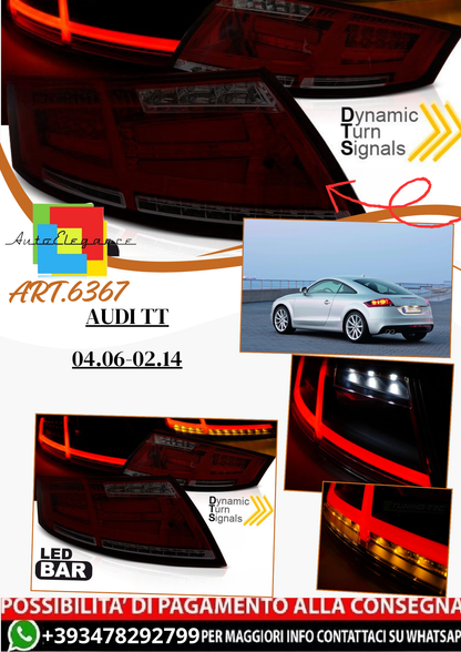 💫ART.6367 Fanali posteriori LED rosso fume adatti per AUDI TT 04.06-02.14💫