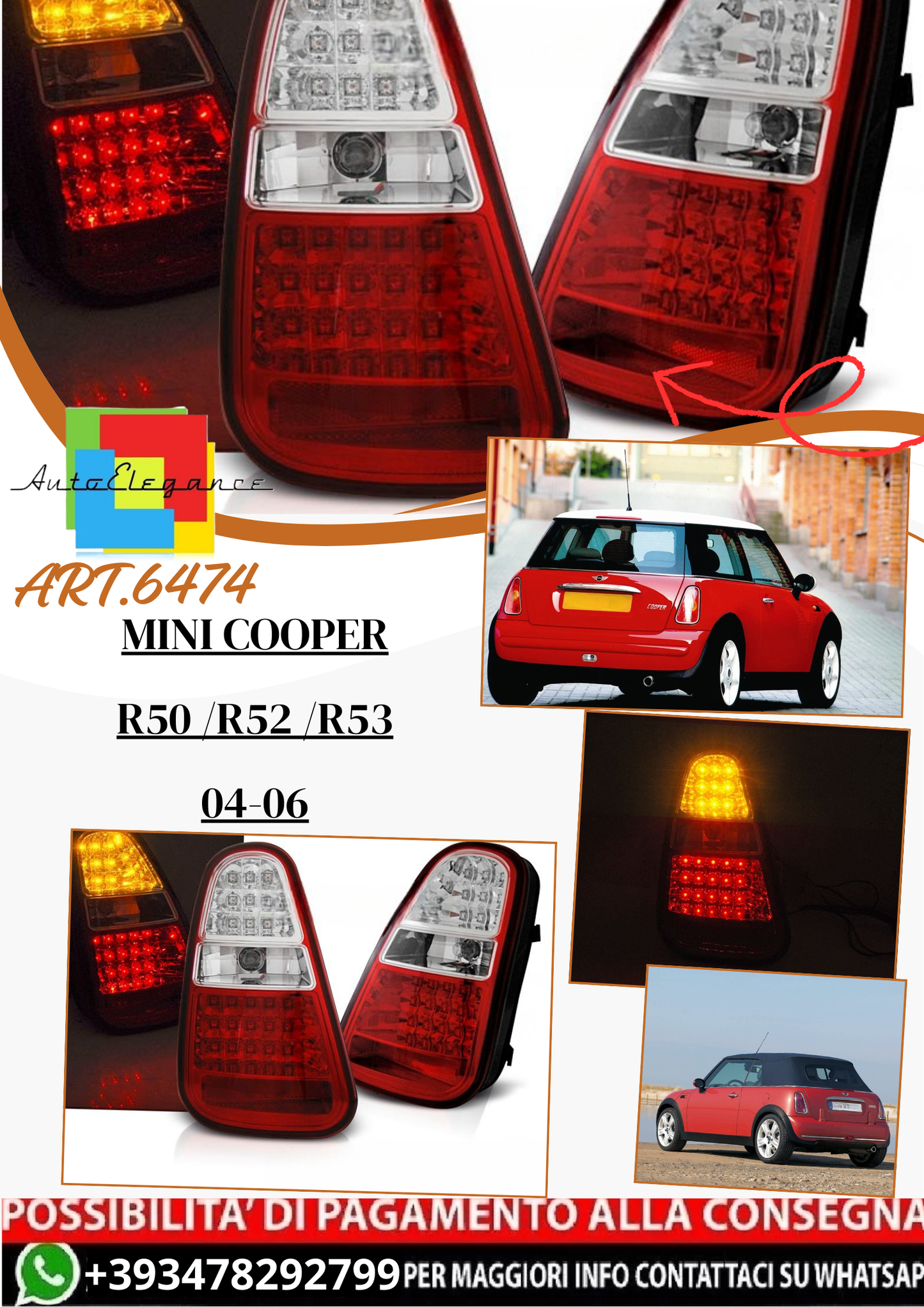 💫 ART.6474 Fanali posteriori LED adatti per MINI COOPER R50 /R52 /R53 04-06 💫