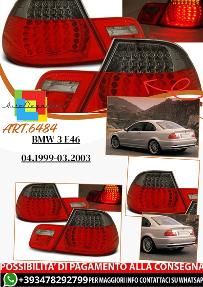 💫ART.6484 Fanali posteriori LED rosso fume adatti per BMW 3 E46 04.1999-03.2003💫