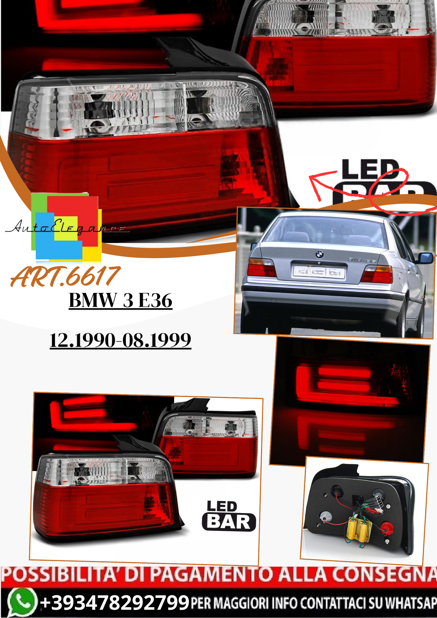 💫ART.6617 Fanale posteriore LED adatto per BMW 3 E36 12.1990-08.1999💫