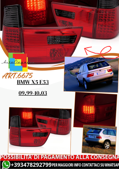 💫ART.6675 Fanale posteriore LED rosso fume adatto per BMW X5 E53 09.1999-10.2003💫