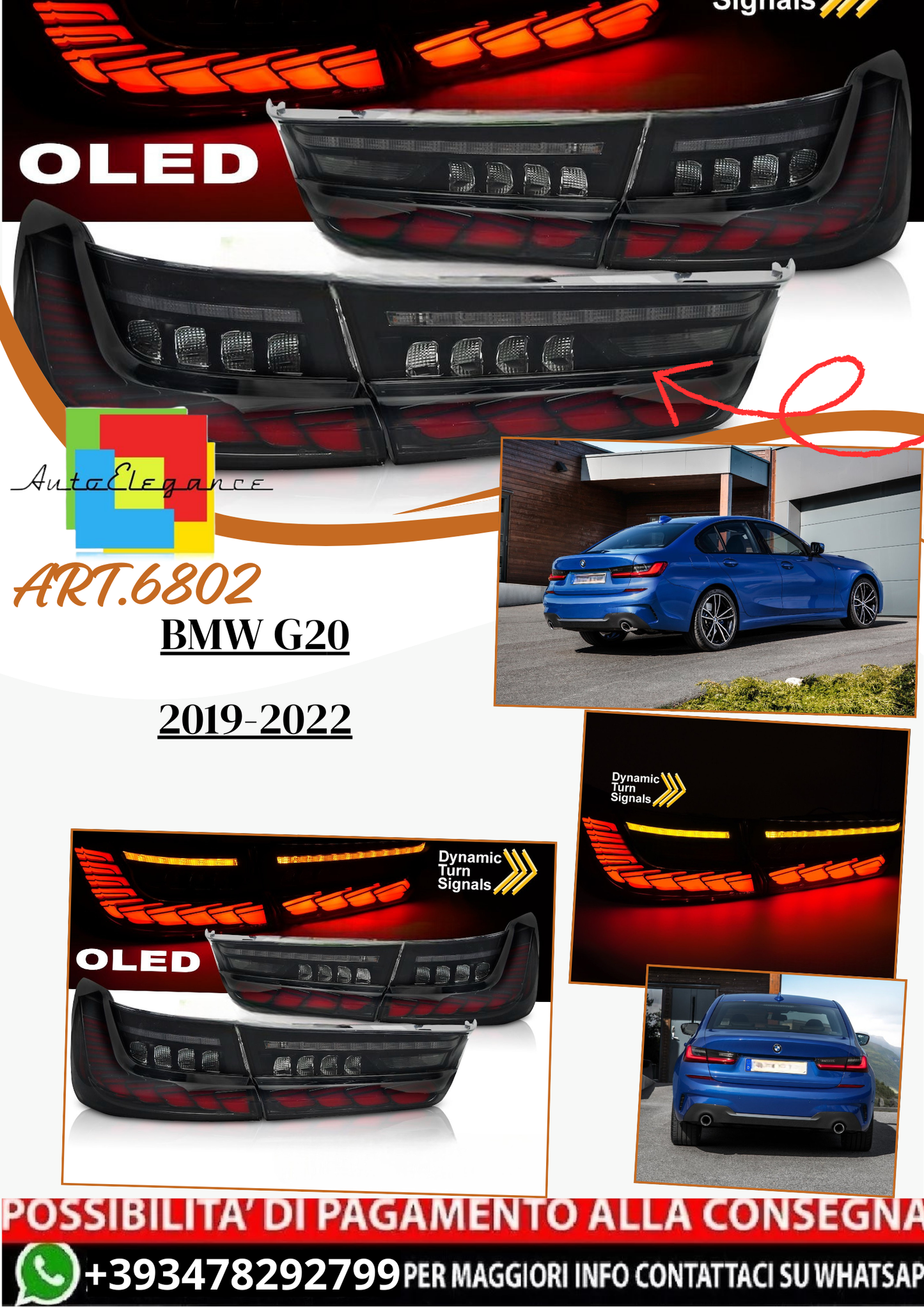 💫ART.6802 Fanale posteriore LED fume adatto per BMW G20 2019-2022💫