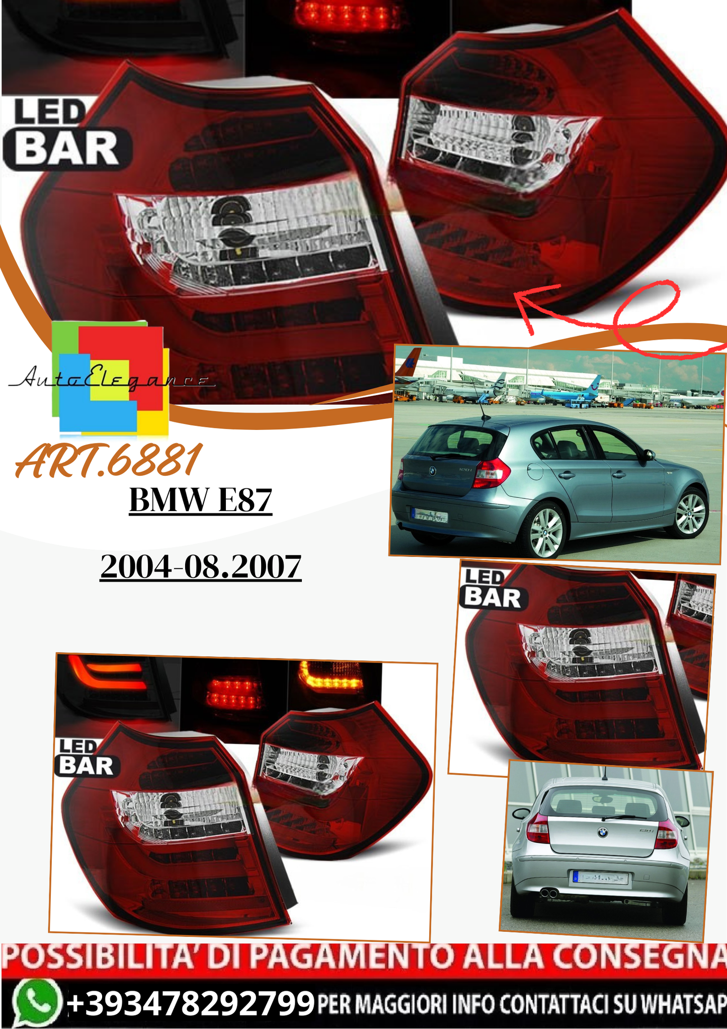 💫ART.6881 Fanale posteriore LED rosso bianco adatto per BMW E87 2004-08.2007💫
