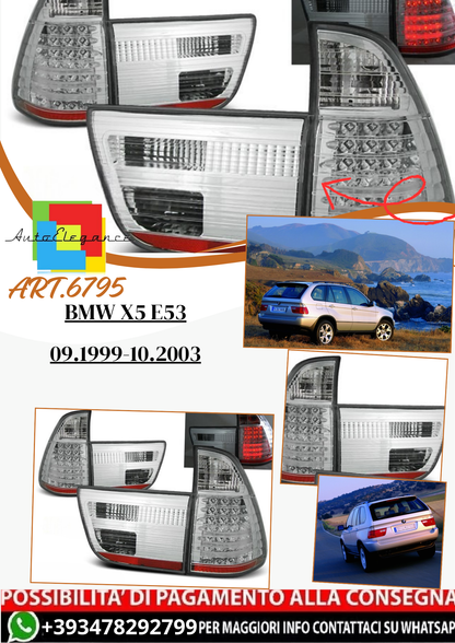 💫ART.6795 Fanale posteriore LED cromati adatto per BMW X5 E53 09.1999-10.2003💫