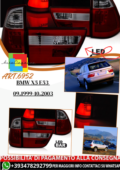 💫ART.6952 Fanale posteriore LED rosso fume adatto per BMW X5 E53 09.1999-10.2003💫
