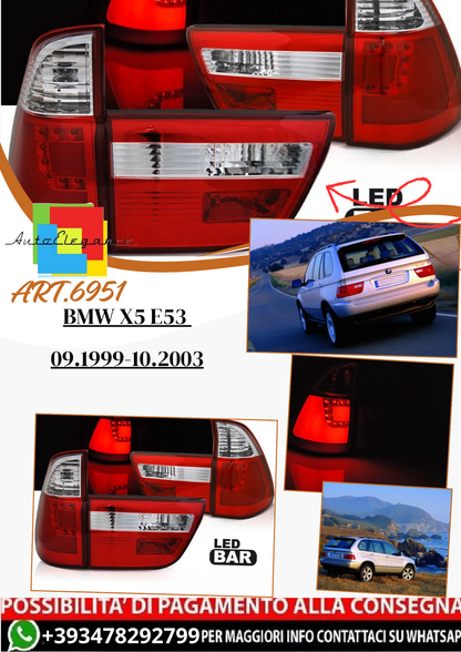 💫ART.6951 Fanale posteriore LED rosso bianco adatto per BMW X5 E53 09.1999-10.2003💫