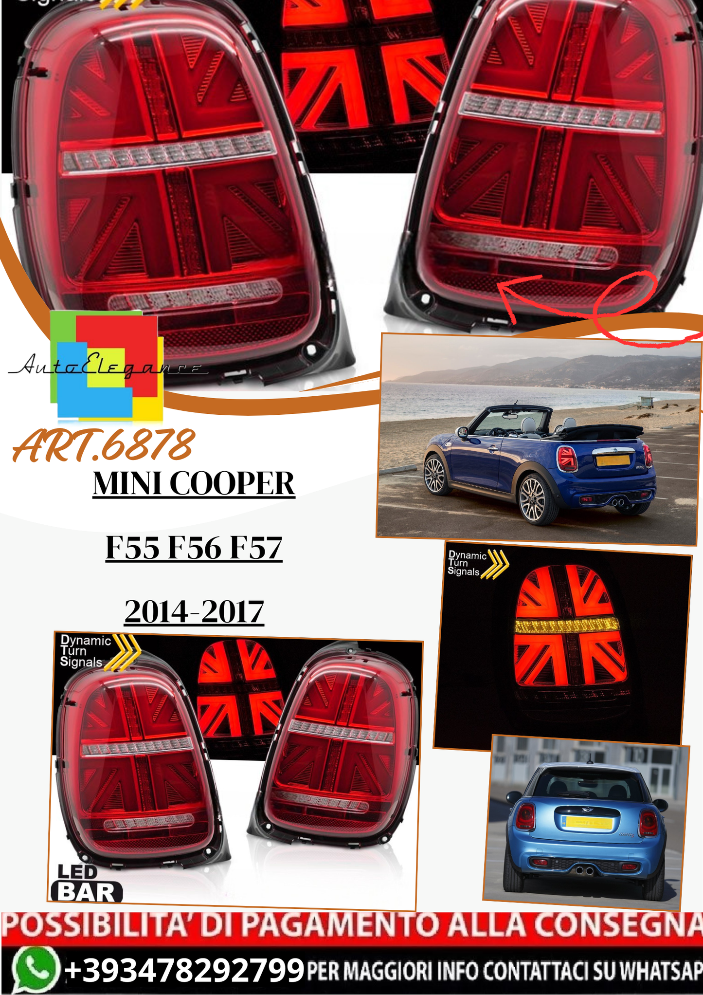 💫ART.6878 Fanale posteriore LED adatto per MINI COOPER F55 F56 F57 2014-2017💫