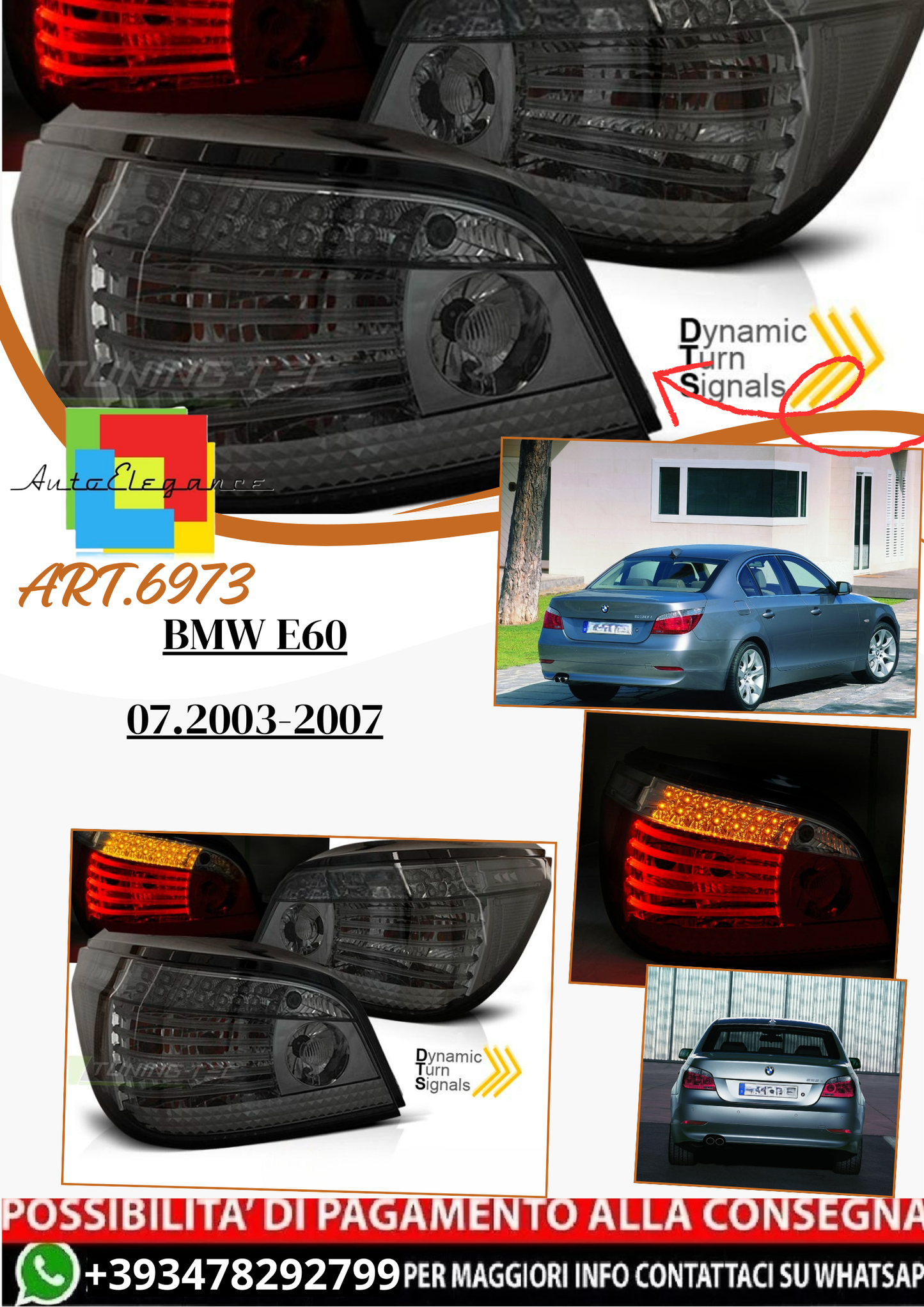 💫ART.6973 Fanale posteriore LED fume adatto per BMW E60 07.2003-2007💫