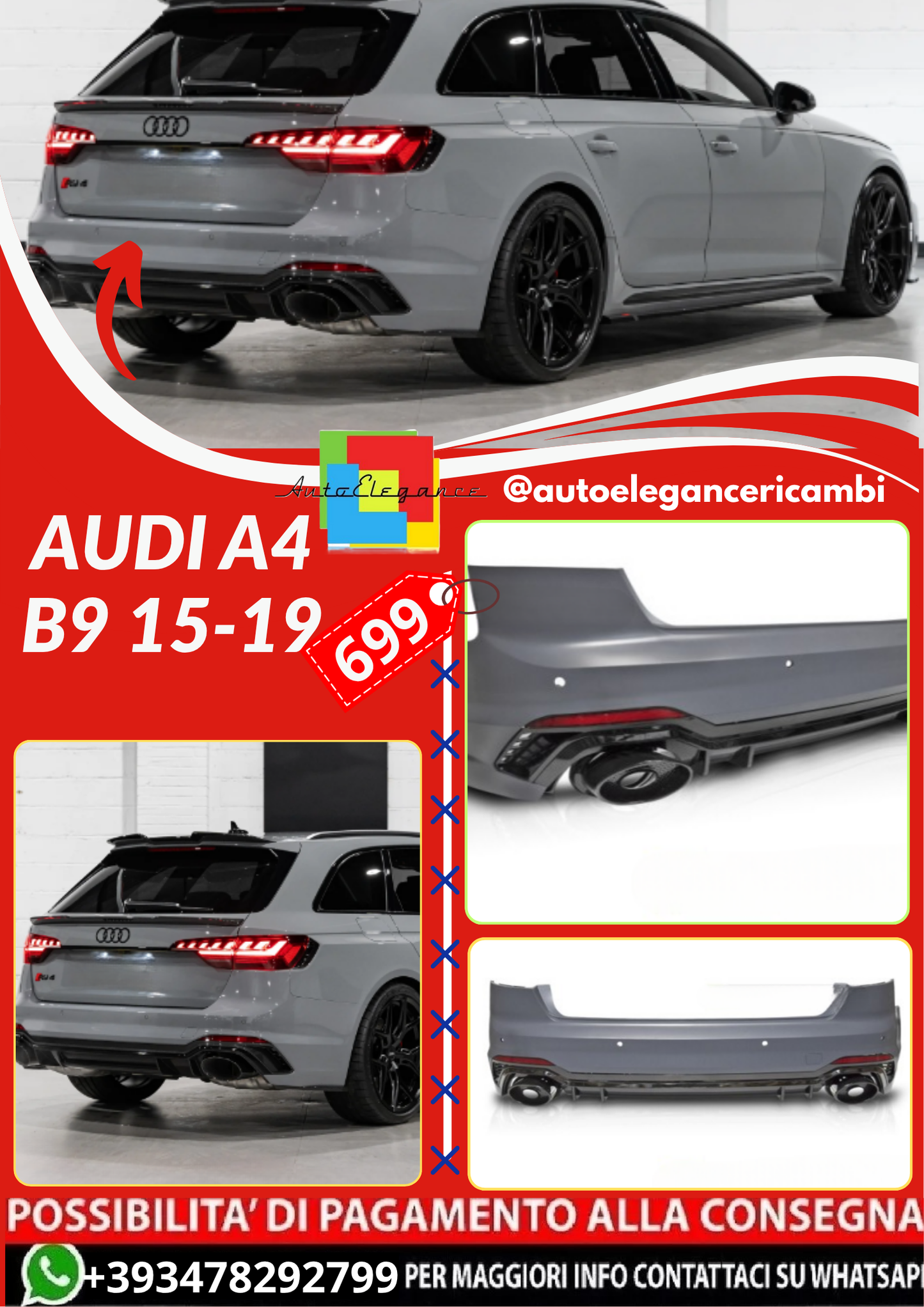 ART.4536  PARAURTI POSTERIORI AUDI A4 B9 15-19