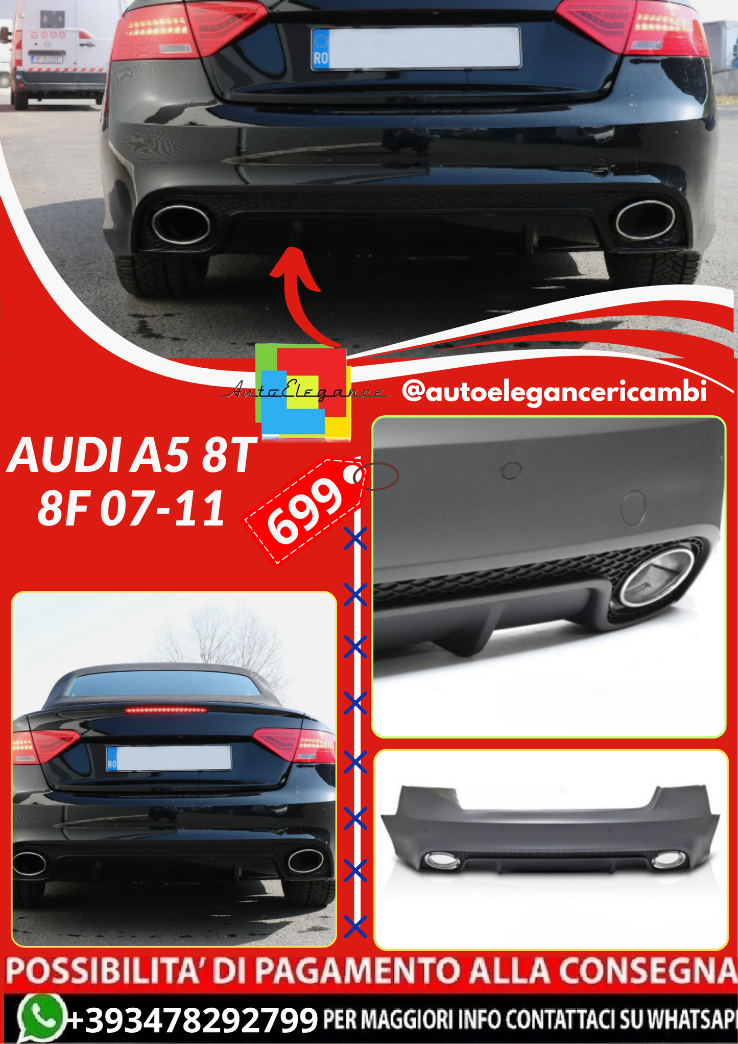 ART.4537 PARAURTI POSTERIORI AUDI A5 8T 8F 07-11